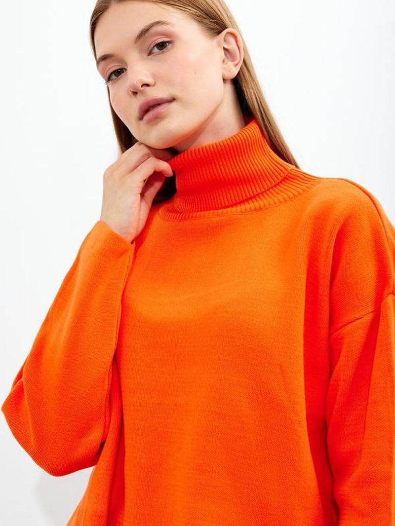 Women'S Cropped Oversized Turtleneck Sweater Solid Color Turtleneck Cropped Oversize Sweater Striped