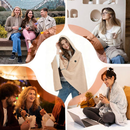 Heated Shawl Wraps for Women,Portable Heated Shawl,Portable USB Hooded Heated Blanket Shawl,Soft Zipper Shaw-L Wraps for Women with 3 Heating Levels for Outdoor, Home