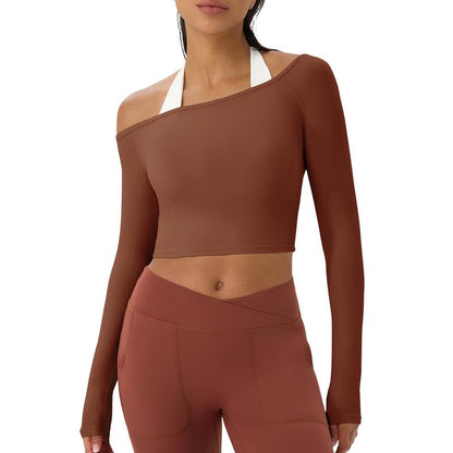 Cici Five Cold Shoulder Top Relaxed Fit Ribbed Knit for Lounge & Date Night Cozy Breathable Versatile Pullover