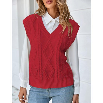 Breathsunny Women'S V Neck Knit Sweater Vest Fall Houndstooth Sleeveless Pullover Crop Knitwear Preppy Style Tank Tops 2024