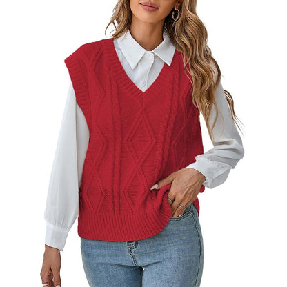 Breathsunny Women'S V Neck Knit Sweater Vest Fall Houndstooth Sleeveless Pullover Crop Knitwear Preppy Style Tank Tops 2024