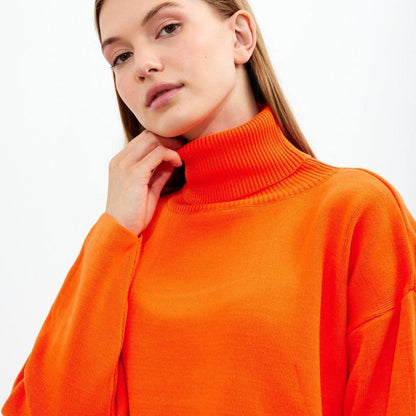 Women'S Cropped Oversized Turtleneck Sweater Solid Color Turtleneck Cropped Oversize Sweater Striped