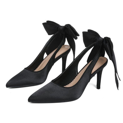 CYNLLIO Womens Heeled Pumps Closed Pointed Toe Stiletto High Heels Jennifers Body Heels Bowknot Ribbon Slingback Comfy Slip on Party Wedding Prom Bridal Evening Dating Work Casual Teacup Pump Fashionable Summer Fall Winter Dressy Shoes