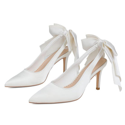 CYNLLIO Womens Heeled Pumps Closed Pointed Toe Stiletto High Heels Jennifers Body Heels Bowknot Ribbon Slingback Comfy Slip on Party Wedding Prom Bridal Evening Dating Work Casual Teacup Pump Fashionable Summer Fall Winter Dressy Shoes