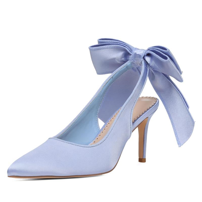 CYNLLIO Womens Heeled Pumps Closed Pointed Toe Stiletto High Heels Jennifers Body Heels Bowknot Ribbon Slingback Comfy Slip on Party Wedding Prom Bridal Evening Dating Work Casual Teacup Pump Fashionable Summer Fall Winter Dressy Shoes