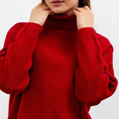 Women'S Cropped Oversized Turtleneck Sweater Solid Color Turtleneck Cropped Oversize Sweater Striped