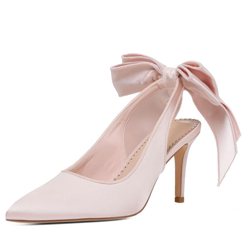 CYNLLIO Womens Heeled Pumps Closed Pointed Toe Stiletto High Heels Jennifers Body Heels Bowknot Ribbon Slingback Comfy Slip on Party Wedding Prom Bridal Evening Dating Work Casual Teacup Pump Fashionable Summer Fall Winter Dressy Shoes