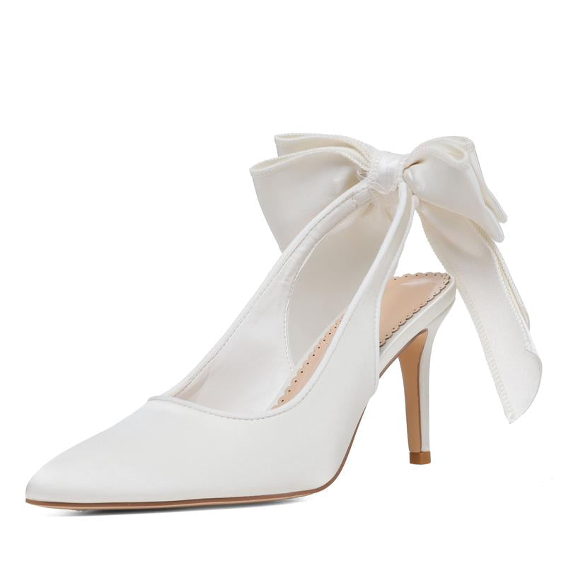 CYNLLIO Womens Heeled Pumps Closed Pointed Toe Stiletto High Heels Jennifers Body Heels Bowknot Ribbon Slingback Comfy Slip on Party Wedding Prom Bridal Evening Dating Work Casual Teacup Pump Fashionable Summer Fall Winter Dressy Shoes