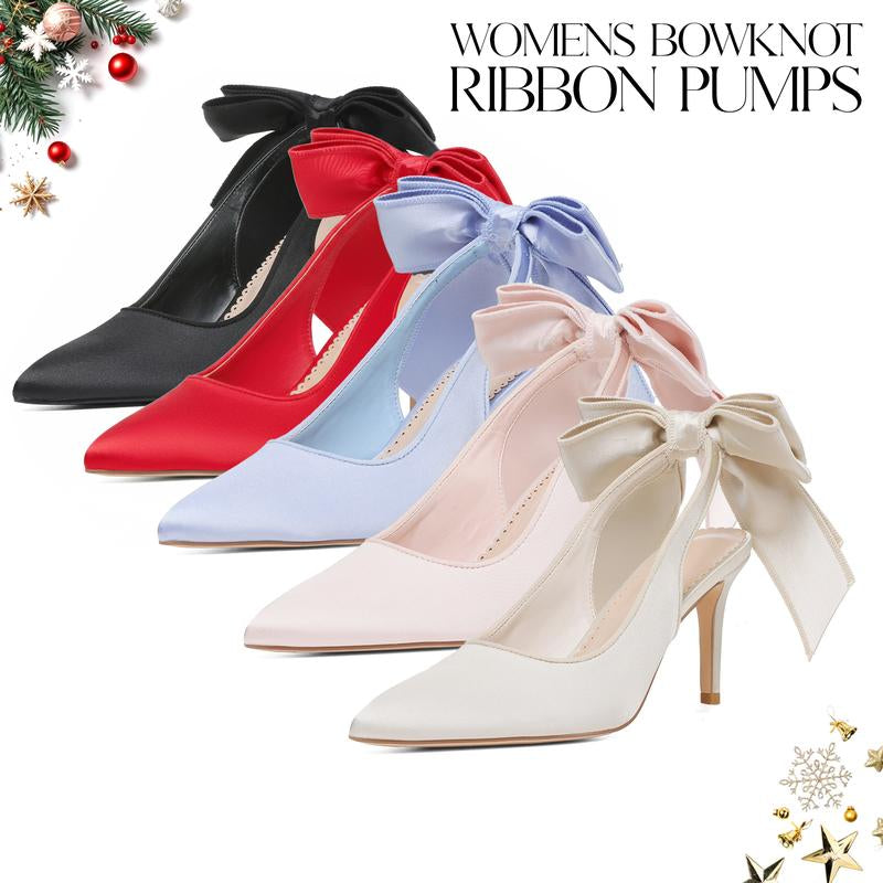 CYNLLIO Womens Heeled Pumps Closed Pointed Toe Stiletto High Heels Jennifers Body Heels Bowknot Ribbon Slingback Comfy Slip on Party Wedding Prom Bridal Evening Dating Work Casual Teacup Pump Fashionable Summer Fall Winter Dressy Shoes