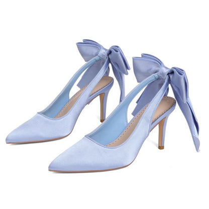 CYNLLIO Womens Heeled Pumps Closed Pointed Toe Stiletto High Heels Jennifers Body Heels Bowknot Ribbon Slingback Comfy Slip on Party Wedding Prom Bridal Evening Dating Work Casual Teacup Pump Fashionable Summer Fall Winter Dressy Shoes