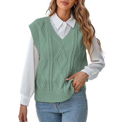Breathsunny Women'S V Neck Knit Sweater Vest Fall Houndstooth Sleeveless Pullover Crop Knitwear Preppy Style Tank Tops 2024