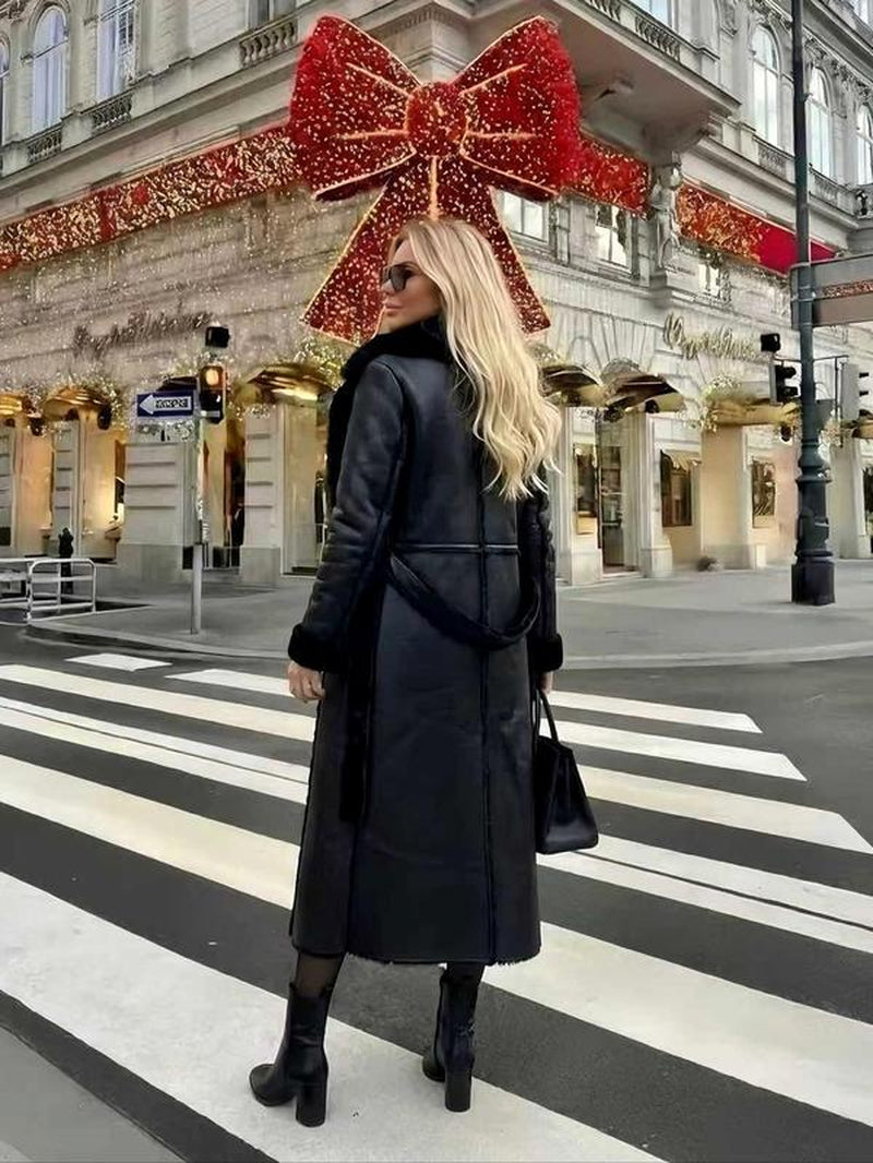 Women'S Winter Faux Fur Coat, Loose Fit Long Sleeve Mid-Length Jacket, Fashionable Daily Wear Outerwear for Women