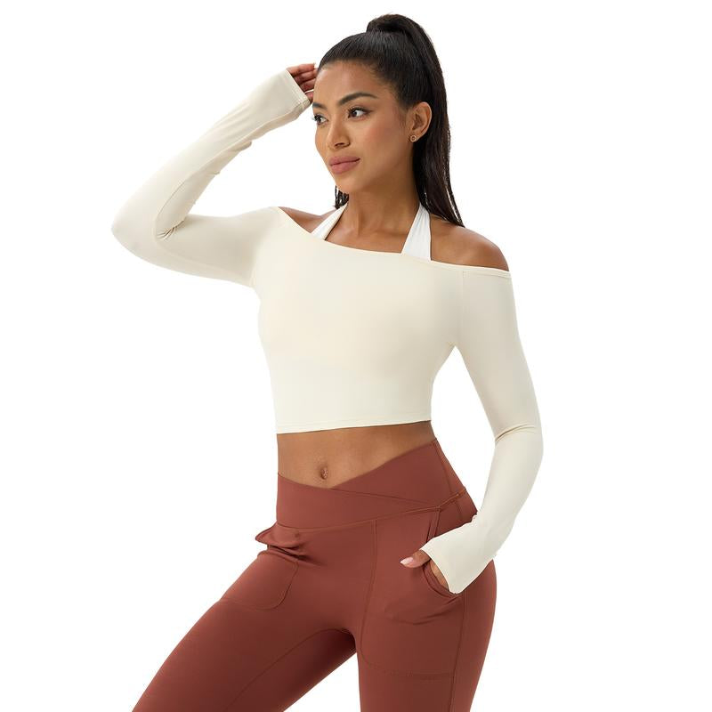 Cici Five Cold Shoulder Top Relaxed Fit Ribbed Knit for Lounge & Date Night Cozy Breathable Versatile Pullover