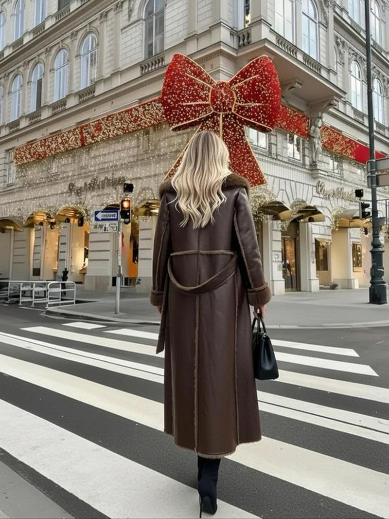 Women'S Winter Faux Fur Coat, Loose Fit Long Sleeve Mid-Length Jacket, Fashionable Daily Wear Outerwear for Women